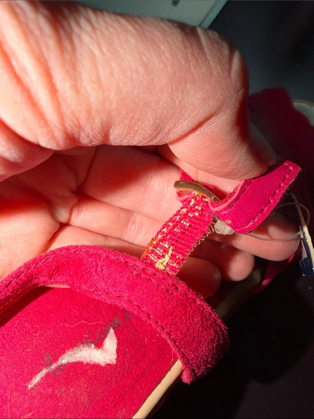 American Eagle Outfitters Hot Pink Suede T-Strap Wedge Sandals